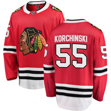 Fanatics Branded Chicago Blackhawks Youth Kevin Korchinski Breakaway Red Home NHL Jersey