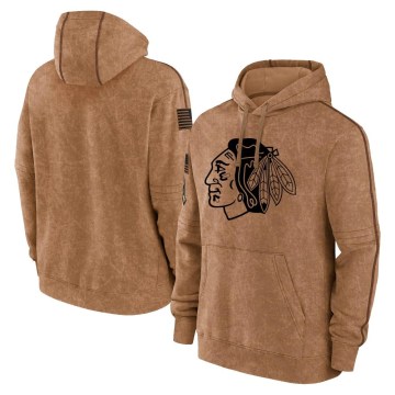 Chicago Blackhawks Youth Brown 2023 Salute to Service Club Pullover Hoodie