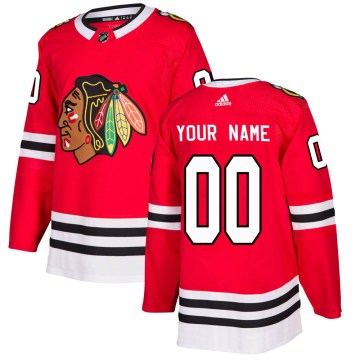 Adidas Chicago Blackhawks Men's Custom Authentic Red Custom Home NHL Jersey