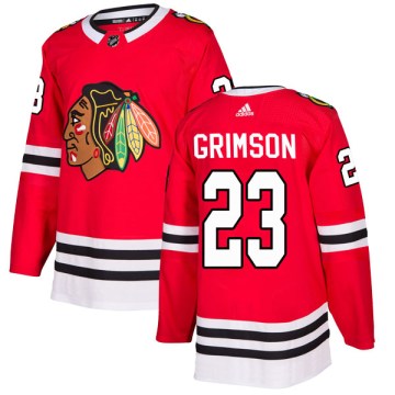 Adidas Chicago Blackhawks Men's Stu Grimson Authentic Red Home NHL Jersey