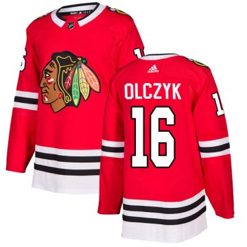 Adidas Chicago Blackhawks Men's Ed Olczyk Authentic Red Home NHL Jersey