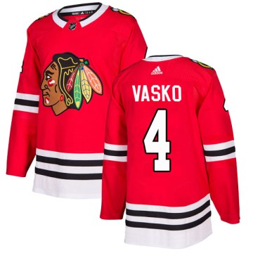 Adidas Chicago Blackhawks Men's Elmer Vasko Authentic Red Home NHL Jersey