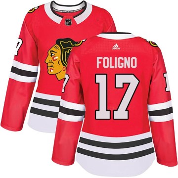 Adidas Chicago Blackhawks Women's Nick Foligno Authentic Red Home NHL Jersey