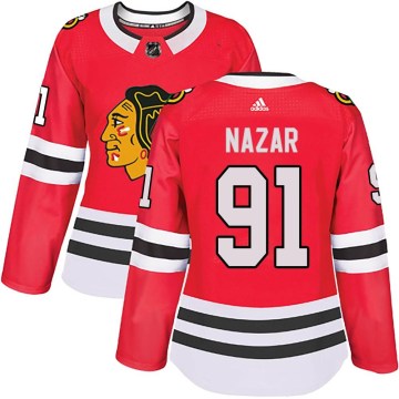 Adidas Chicago Blackhawks Women's Frank Nazar Authentic Red Home NHL Jersey