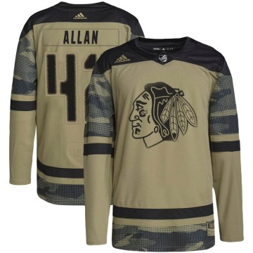 Adidas Chicago Blackhawks Youth Nolan Allan Authentic Camo Military Appreciation Practice NHL Jersey