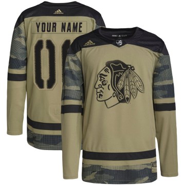 Adidas Chicago Blackhawks Youth Custom Authentic Camo Custom Military Appreciation Practice NHL Jersey