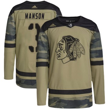 Adidas Chicago Blackhawks Youth Dave Manson Authentic Camo Military Appreciation Practice NHL Jersey