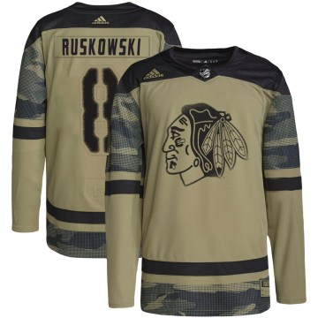 Adidas Chicago Blackhawks Youth Terry Ruskowski Authentic Camo Military Appreciation Practice NHL Jersey