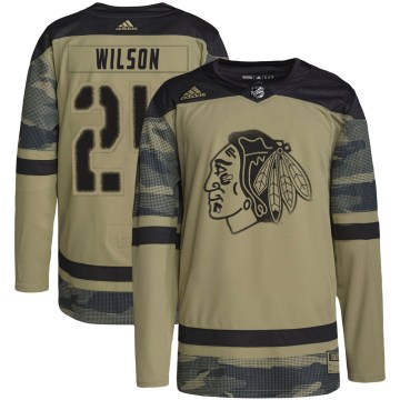 Adidas Chicago Blackhawks Youth Doug Wilson Authentic Camo Military Appreciation Practice NHL Jersey