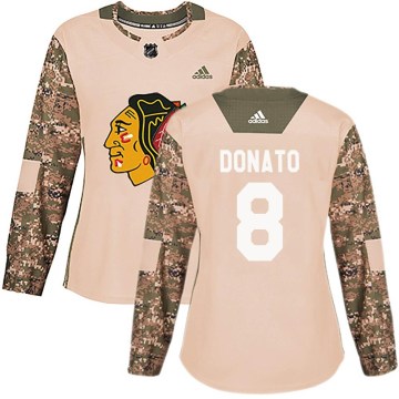Chicago Blackhawks Women's Ryan Donato Authentic Camo adidas Veterans Day Practice NHL Jersey