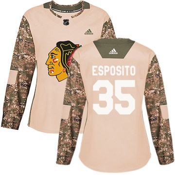Adidas Chicago Blackhawks Women's Tony Esposito Authentic Camo Veterans Day Practice NHL Jersey