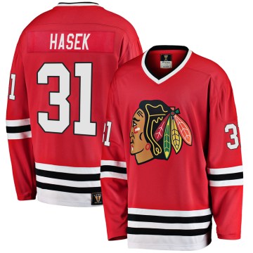 Fanatics Branded Chicago Blackhawks Youth Dominik Hasek Premier Red Breakaway Heritage NHL Jersey