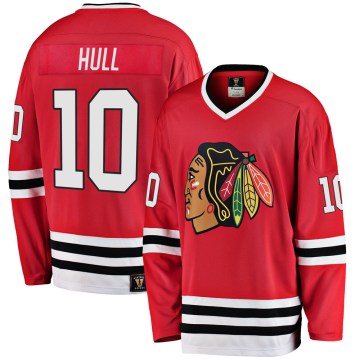 Fanatics Branded Chicago Blackhawks Youth Dennis Hull Premier Red Breakaway Heritage NHL Jersey