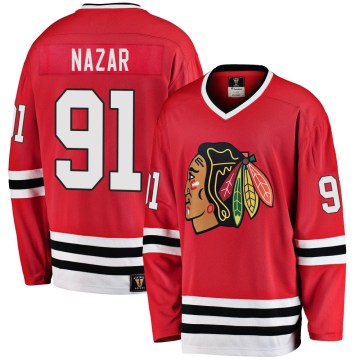 Fanatics Branded Chicago Blackhawks Youth Frank Nazar Premier Red Breakaway Heritage NHL Jersey
