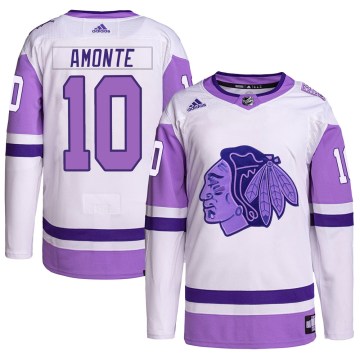 Adidas Chicago Blackhawks Men's Tony Amonte Authentic White/Purple Hockey Fights Cancer Primegreen NHL Jersey