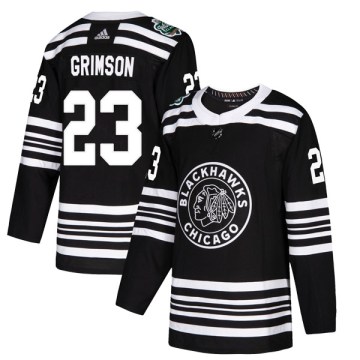 Adidas Chicago Blackhawks Youth Stu Grimson Authentic Black 2019 Winter Classic NHL Jersey