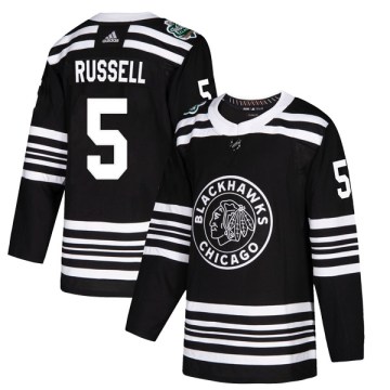 Adidas Chicago Blackhawks Youth Phil Russell Authentic Black 2019 Winter Classic NHL Jersey