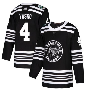 Adidas Chicago Blackhawks Youth Elmer Vasko Authentic Black 2019 Winter Classic NHL Jersey