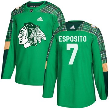 Adidas Chicago Blackhawks Men's Phil Esposito Authentic Green St. Patrick's Day Practice NHL Jersey