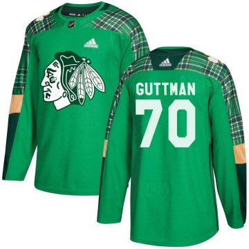 Adidas Chicago Blackhawks Men's Cole Guttman Authentic Green St. Patrick's Day Practice NHL Jersey