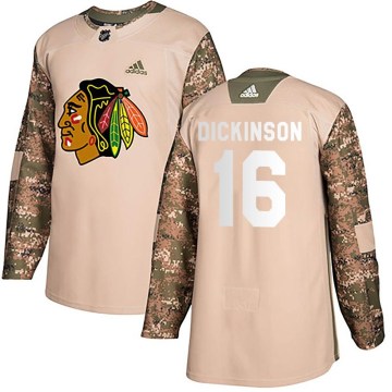 Adidas Chicago Blackhawks Youth Jason Dickinson Authentic Camo Veterans Day Practice NHL Jersey