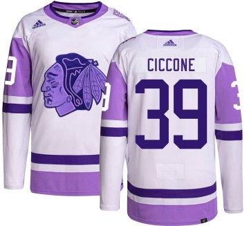 Adidas Chicago Blackhawks Men's Enrico Ciccone Authentic Hockey Fights Cancer NHL Jersey