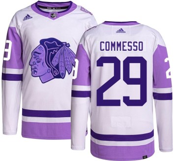 Adidas Chicago Blackhawks Men's Drew Commesso Authentic Hockey Fights Cancer NHL Jersey