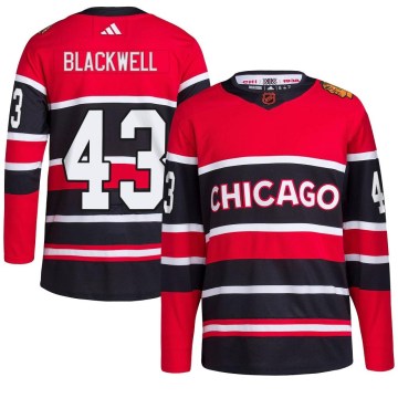 Adidas Chicago Blackhawks Youth Colin Blackwell Authentic Black Red Reverse Retro 2.0 NHL Jersey