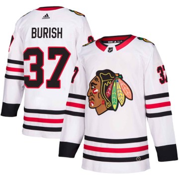 Adidas Chicago Blackhawks Men's Adam Burish Authentic White Away NHL Jersey