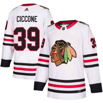 Adidas Chicago Blackhawks Men's Enrico Ciccone Authentic White Away NHL Jersey