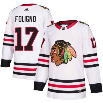Adidas Chicago Blackhawks Men's Nick Foligno Authentic White Away NHL Jersey