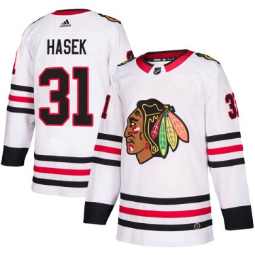 Adidas Chicago Blackhawks Men's Dominik Hasek Authentic White Away NHL Jersey
