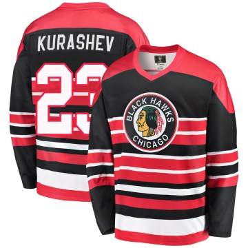 Fanatics Branded Chicago Blackhawks Men's Philipp Kurashev Premier Red/Black Breakaway Heritage NHL Jersey