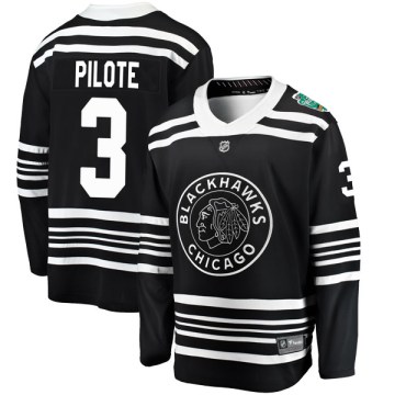 Fanatics Branded Chicago Blackhawks Youth Pierre Pilote Breakaway Black 2019 Winter Classic NHL Jersey