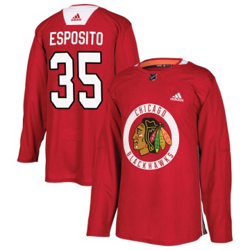 Adidas Chicago Blackhawks Men's Tony Esposito Authentic Red Home Practice NHL Jersey