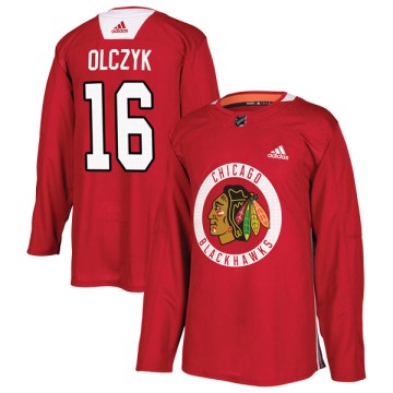 Adidas Chicago Blackhawks Men's Ed Olczyk Authentic Red Home Practice NHL Jersey