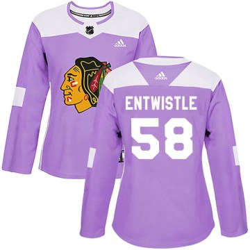 Adidas Chicago Blackhawks Women's Mackenzie Entwistle Authentic Purple MacKenzie Entwistle Fights Cancer Practice NHL Jersey