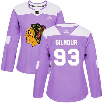Adidas Chicago Blackhawks Women's Doug Gilmour Authentic Purple Fights Cancer Practice NHL Jersey
