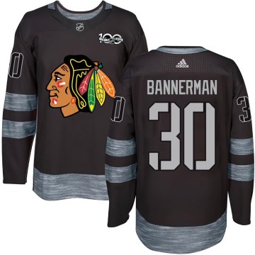 Chicago Blackhawks Men's Murray Bannerman Authentic Black 1917-2017 100th Anniversary NHL Jersey