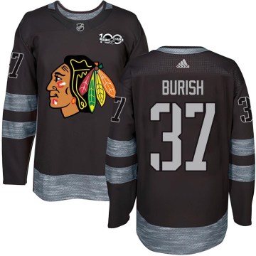 Chicago Blackhawks Men's Adam Burish Authentic Black 1917-2017 100th Anniversary NHL Jersey