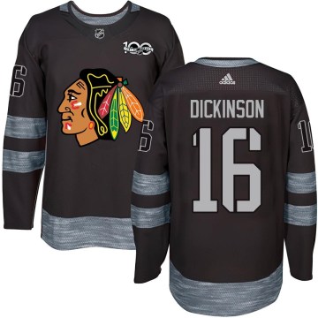 Chicago Blackhawks Men's Jason Dickinson Authentic Black 1917-2017 100th Anniversary NHL Jersey