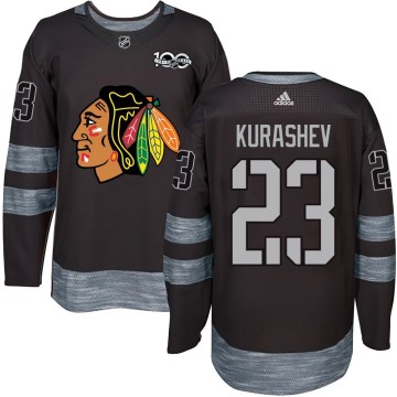 Chicago Blackhawks Men's Philipp Kurashev Authentic Black 1917-2017 100th Anniversary NHL Jersey