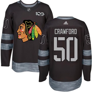 Chicago Blackhawks Youth Corey Crawford Authentic Black 1917-2017 100th Anniversary NHL Jersey