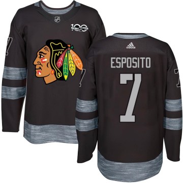Chicago Blackhawks Youth Phil Esposito Authentic Black 1917-2017 100th Anniversary NHL Jersey