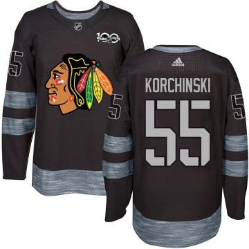 Chicago Blackhawks Youth Kevin Korchinski Authentic Black 1917-2017 100th Anniversary NHL Jersey