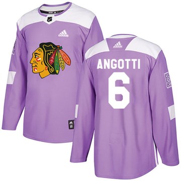 Adidas Chicago Blackhawks Men's Lou Angotti Authentic Purple Fights Cancer Practice NHL Jersey