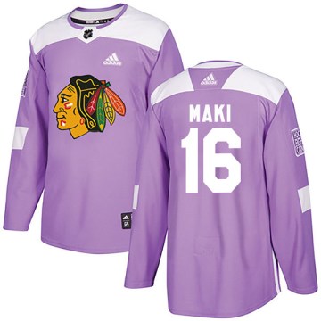 Adidas Chicago Blackhawks Men's Chico Maki Authentic Purple Fights Cancer Practice NHL Jersey