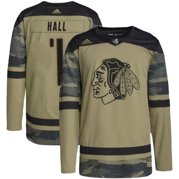 Adidas Chicago Blackhawks Men's Glenn Hall Authentic Camo Military Appreciation Practice NHL Jersey