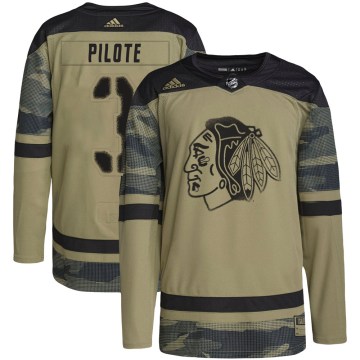 Adidas Chicago Blackhawks Men's Pierre Pilote Authentic Camo Military Appreciation Practice NHL Jersey