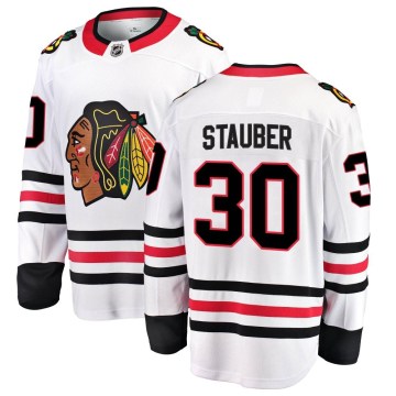 Fanatics Branded Chicago Blackhawks Youth Jaxson Stauber Breakaway White Away NHL Jersey